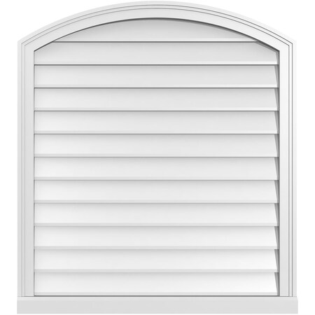 Ekena Millwork Arch Top Surface Mount PVC Gable Vent: Functional, w/ 2"W x 2"P Brickmould Sill Frame, 34"W x 38"H GVPAR34X3803SF